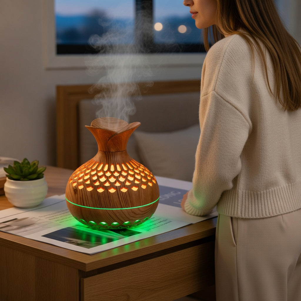Wood Grain Aroma Diffuser with Ultrasonic Mist
