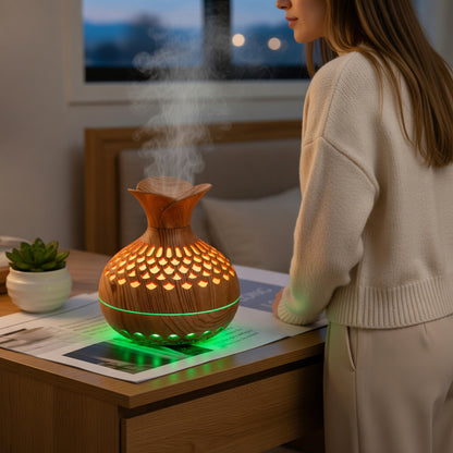 Wood Grain Aroma Diffuser with Ultrasonic Mist