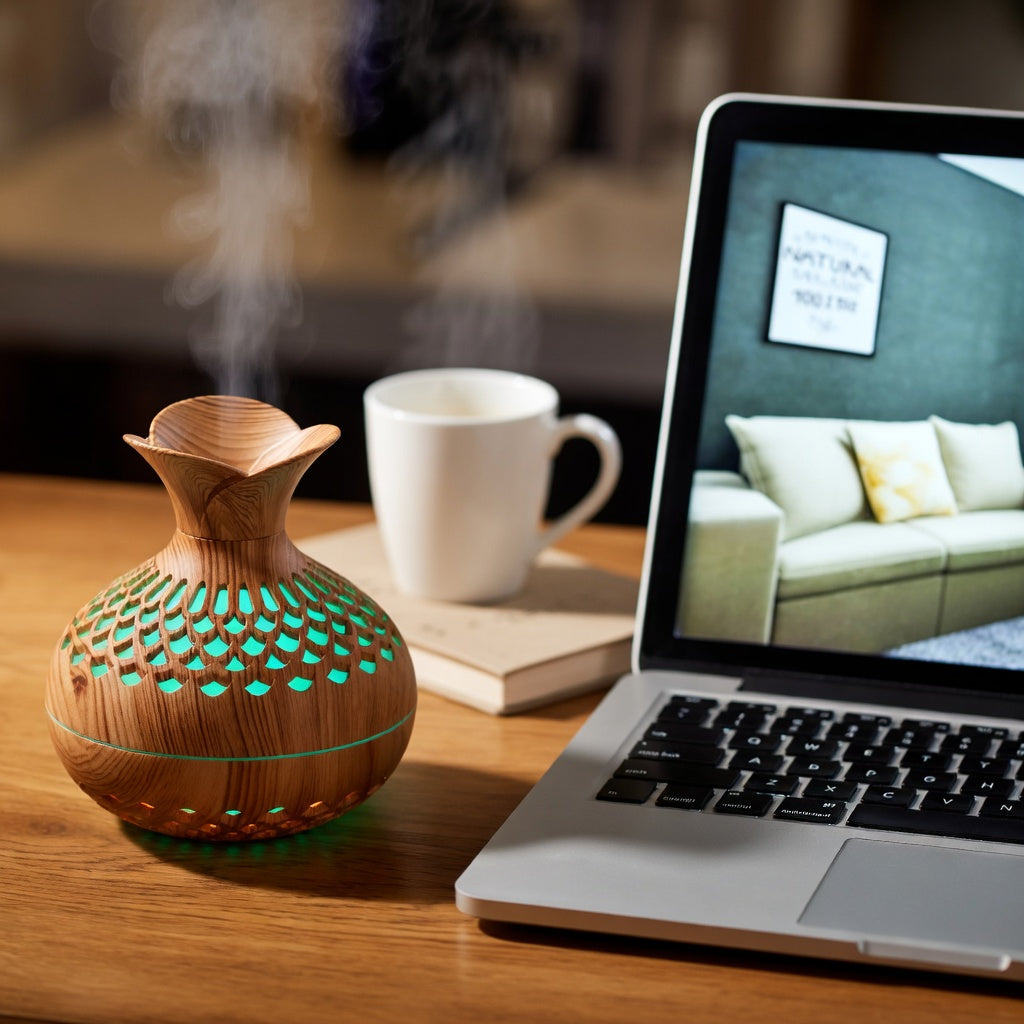 Wood Grain Aroma Diffuser with Ultrasonic Mist